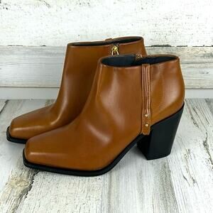 Franco Sarto Vivica Womens 9M Golden Brown Faux Leather Ankle Boots NEW